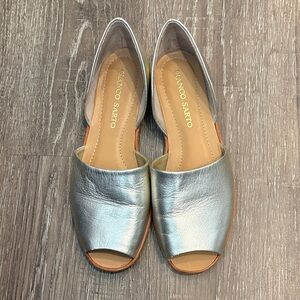 Franco Sarto Metallic Silver Open-Toe Flats